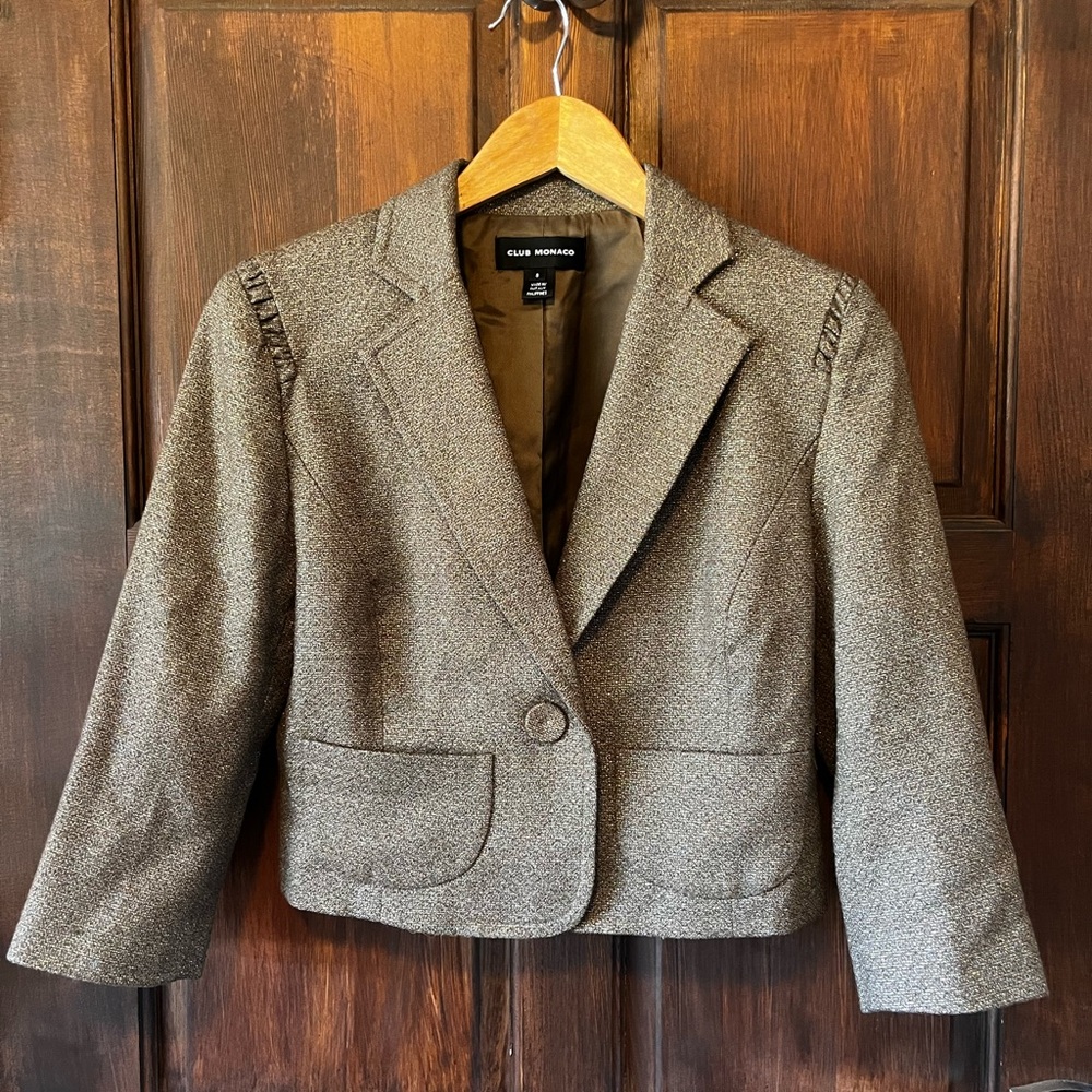 Glittery Vintage-Style Cropped Bolero Jacket, Club Monaco, Size 8